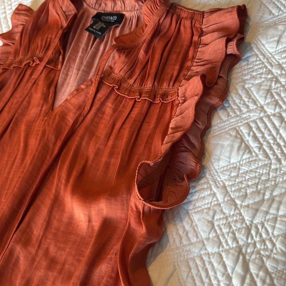 Jones New York Silky Terracotta Sleeveless Blouse - Picture 4 of 7